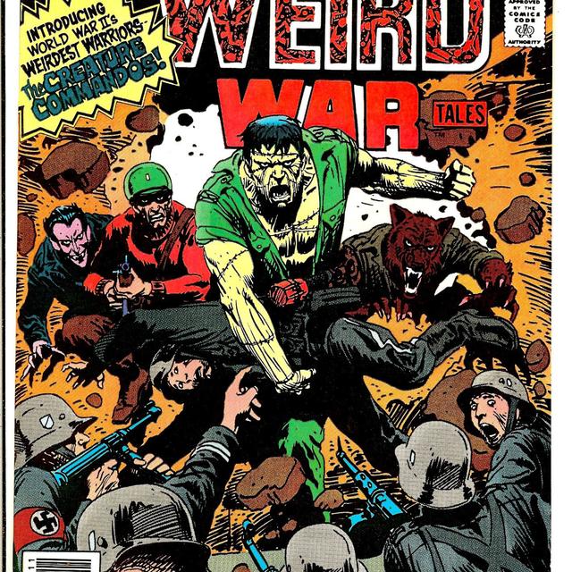 What if classic horror movie monster tropes like Frankenstein, Wolfman, Dracula were turned into a Nazi-fighting group of soldiers? From DC Comics' Creature Commandos - podcast episode cover