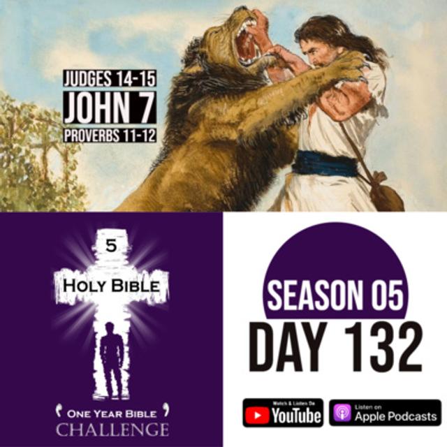 Day 132: Mighty Samson kills a lion then marries a Philistine | Jesus affirms he is sent by God - podcast episode cover