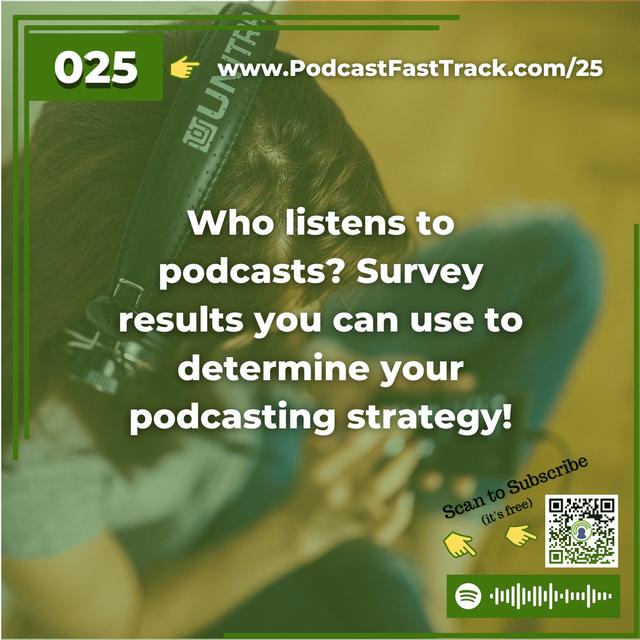 25: Who listens to podcasts? Survey results you can use to determine your podcasting strategy! - podcast episode cover