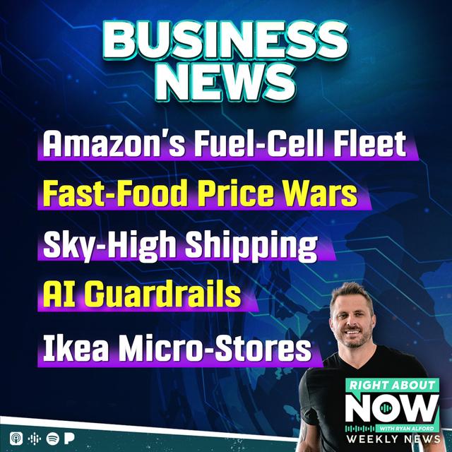 Business News: Amazon’s Fuel-Cell Fleet, Fast-Food Price Wars, Sky-High Shipping, AI Guardrails, and Ikea Micro-Stores - podcast episode cover