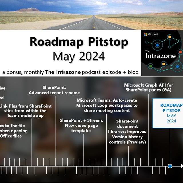 SharePoint roadmap pitstop May 2024 - podcast episode cover
