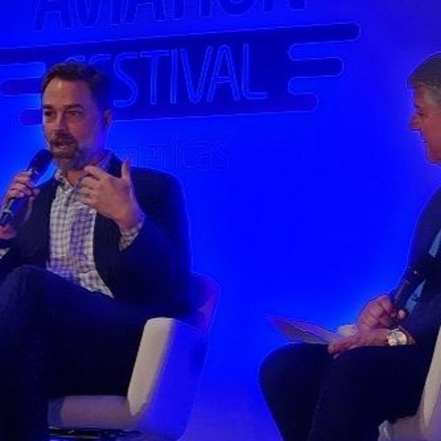 188 - Ted Christie, CEO, Spirit Airlines on stage at Aviation Festival Americas - podcast episode cover