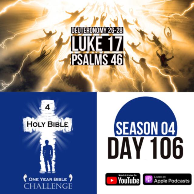 Day 106: Moses has the priests send out curses and blessings | Jesus describes the second coming of Christ - podcast episode cover