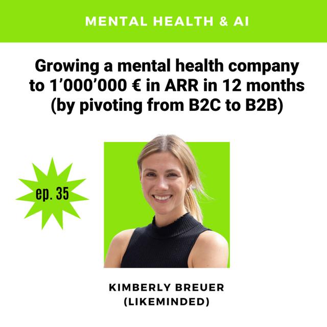 35. Growing a mental health company to 1’000’000 € in ARR in 12 months (by pivoting from B2C to B2B), with Kimberly Breuer - podcast episode cover