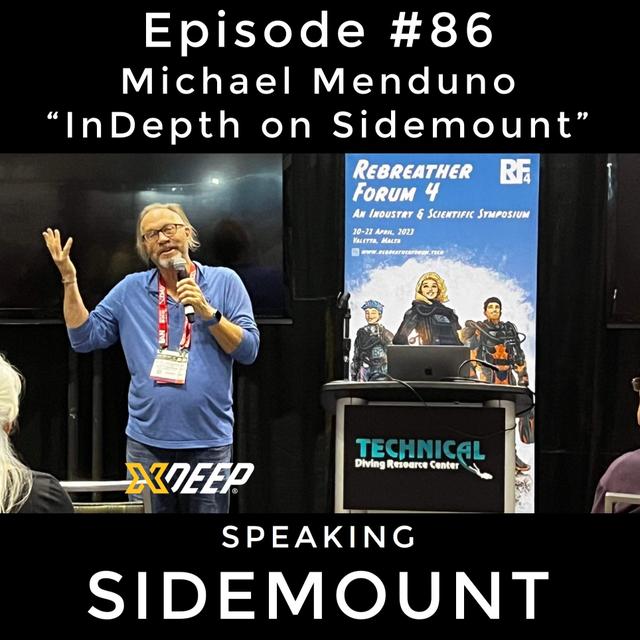 E086 Michael Menduno - InDepth on Sidemount - podcast episode cover