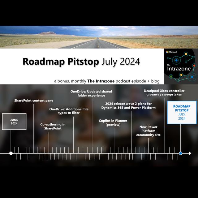 SharePoint roadmap pitstop July 2024 - podcast episode cover