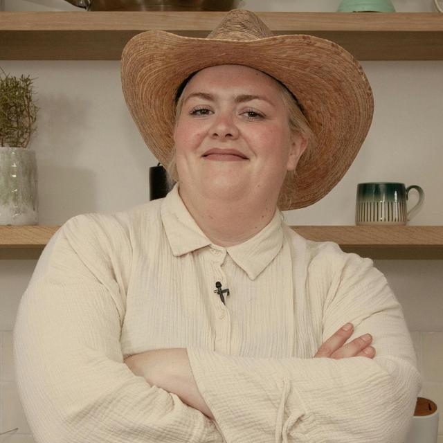 Jayde Adams and steak with polenta mash - podcast episode cover