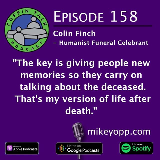 #158 - A Funeral Celebrant - Colin Finch - "Cartoons and Funerals" - podcast episode cover