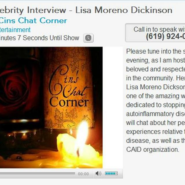 Lisa Moreno-Dickinson Celebrity Interview On Cins Corner 083012 Clip 4 One Minute on CAID - podcast episode cover