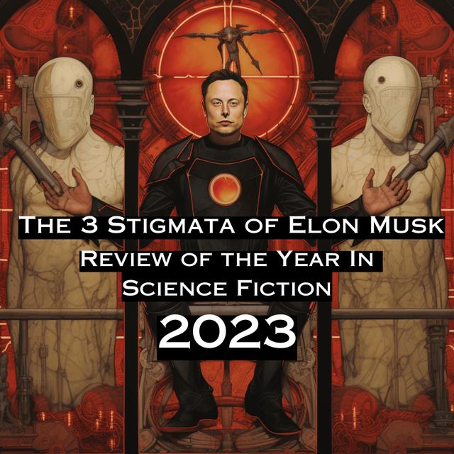 The 3 Stigmata of Elon Musk : review of the year in Science Fiction 2023 - podcast episode cover