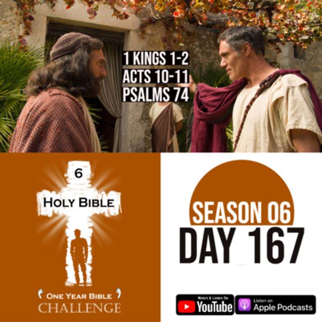 Day 167 | Adonijah tries to be King | David dies | Solomon is the new King | Peter baptizes non-Jews - podcast episode cover
