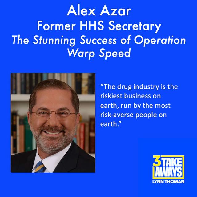 Former Secretary of Health and Human Services Alex Azar Details Previously Unknown Reasons For The Stunning Success of Operation Warp Speed (#174) - podcast episode cover