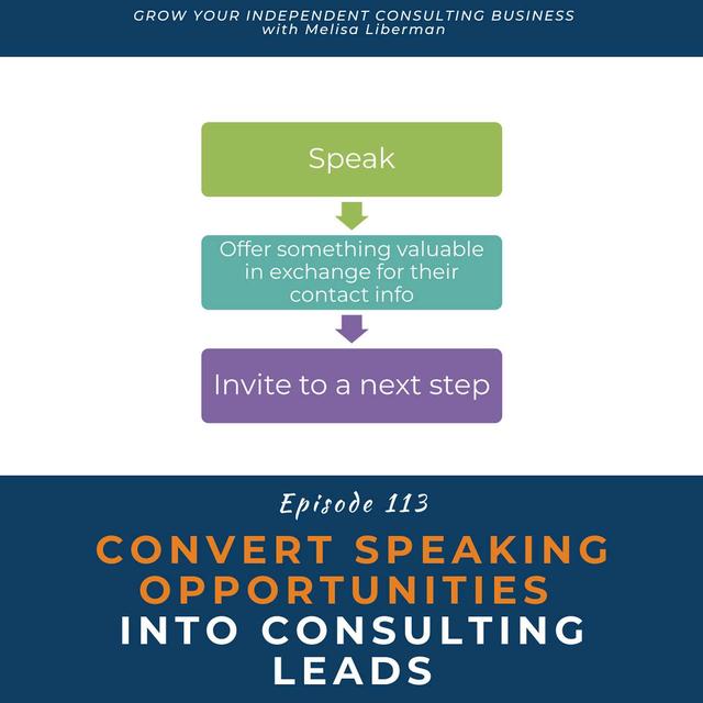 EP. 113 Convert Speaking Opportunities Into Consulting Leads - podcast episode cover